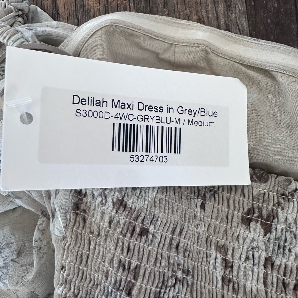 Worth Collective Delilah Maxi Dress with Train in Grey/Blue - Bump Friendly - Picture 9 of 16
